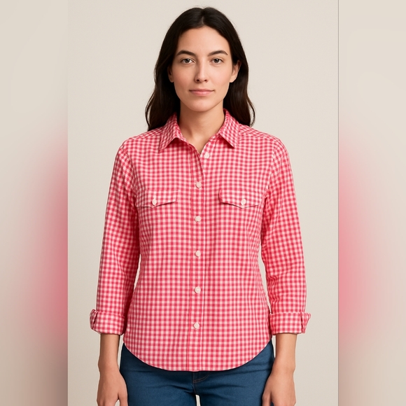 Jones New York Tops - Jones New York Red Gingham Button Down Shirt